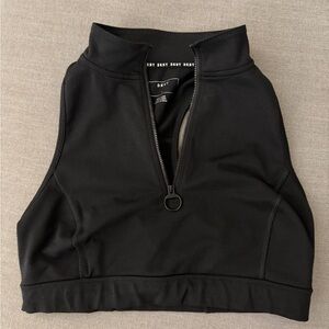 DKNY Black High-Collar Zip-Up Top